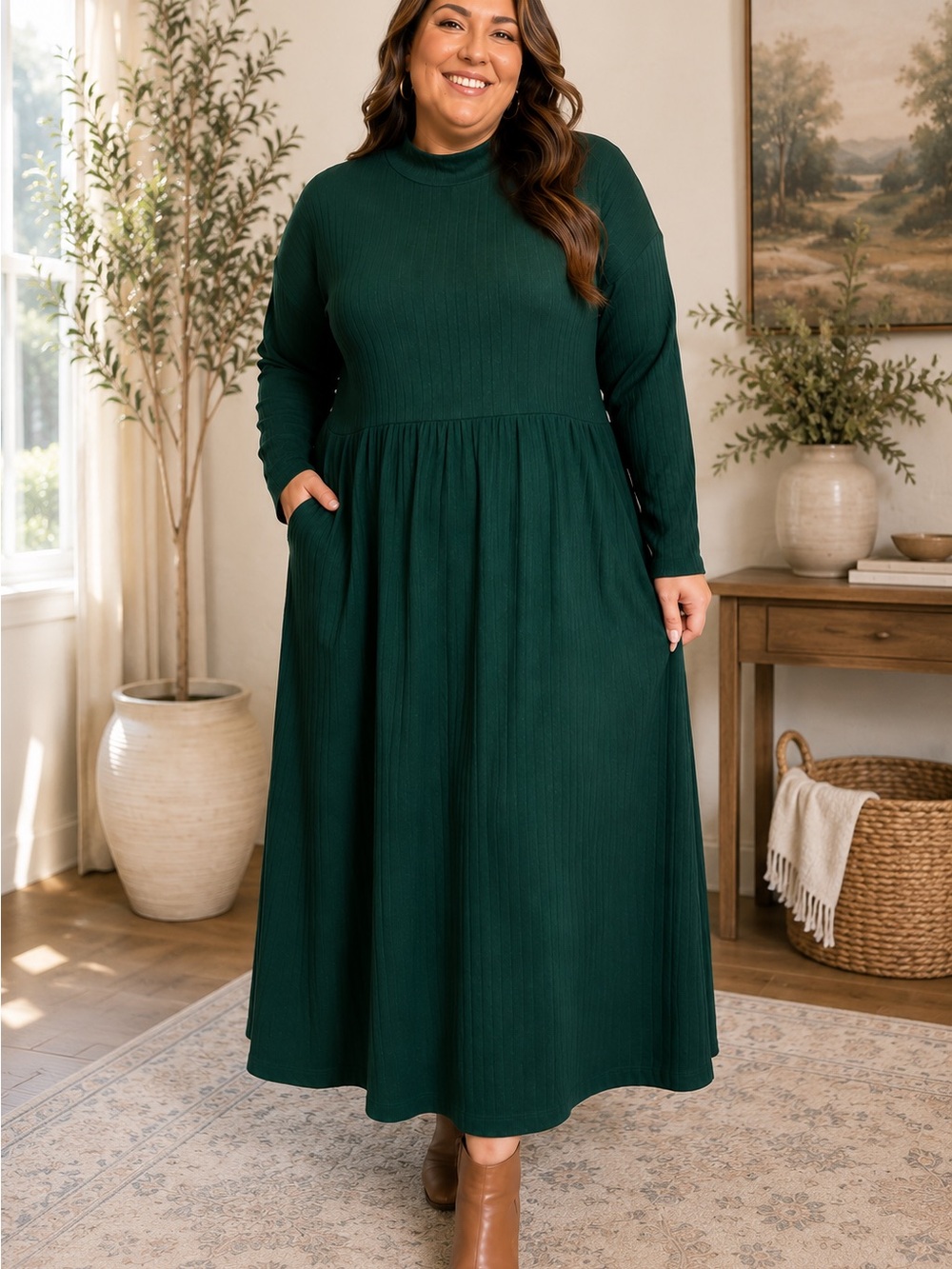 Old Navy 4X NWT Emerald Green Ribbed Maxi Dress Plus Size